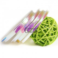 Banda decor pentru unghii  Alba Holografica de 2mm